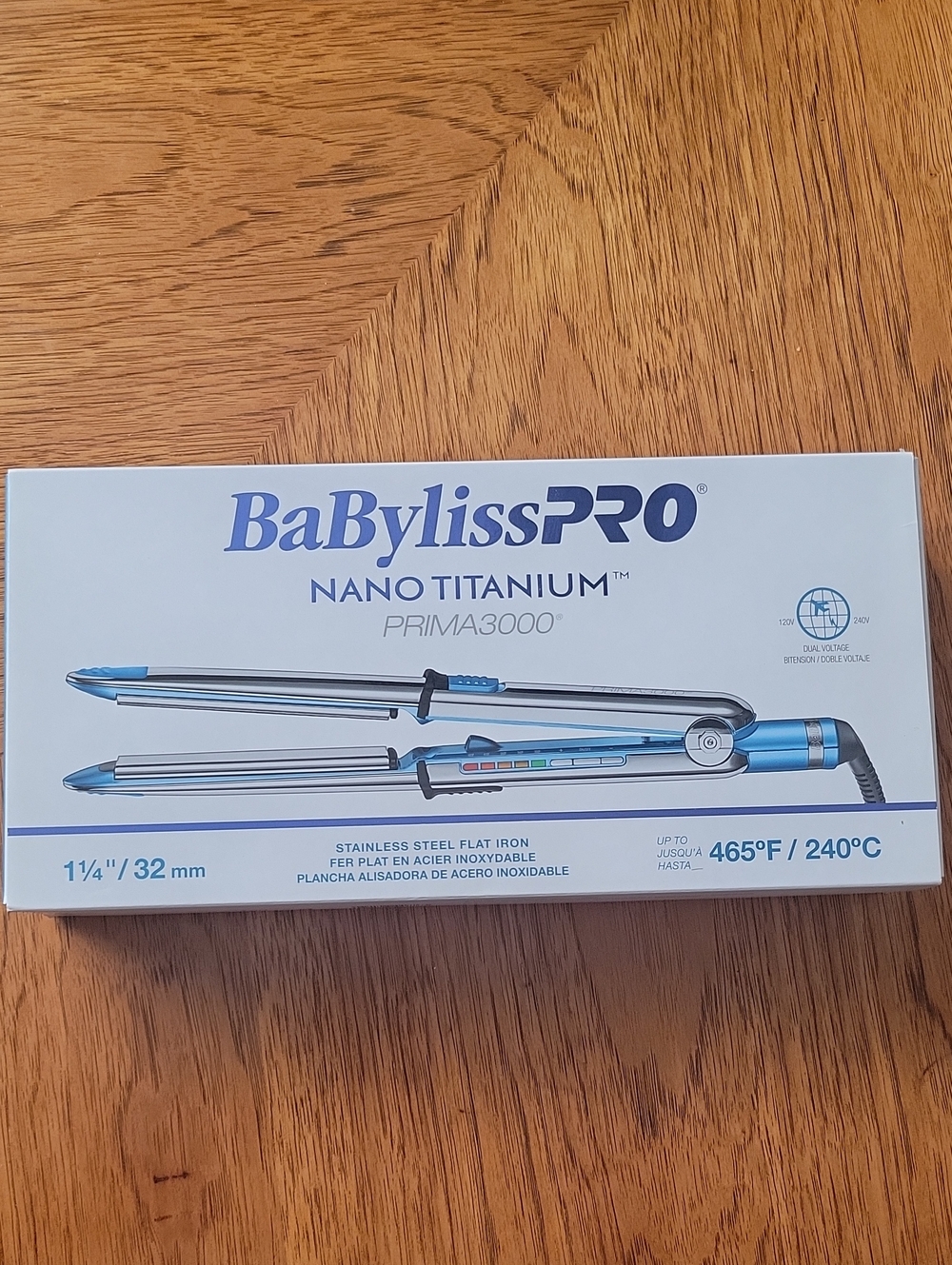 BaByliss PRO Nano Titanium Prima3000 1¼" (32mm) Blue Hair Flat Iron